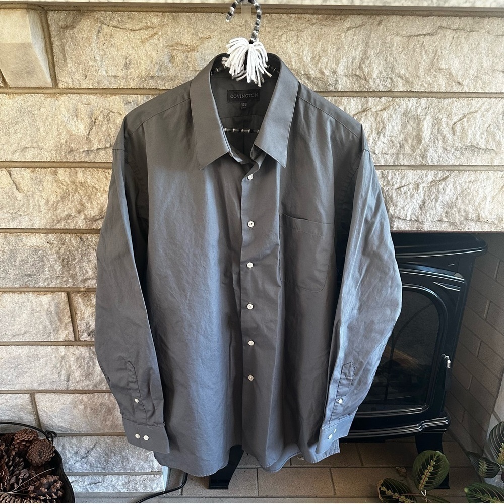 Covington men’s dress shirt size large 16-16.5 gray long sleeve